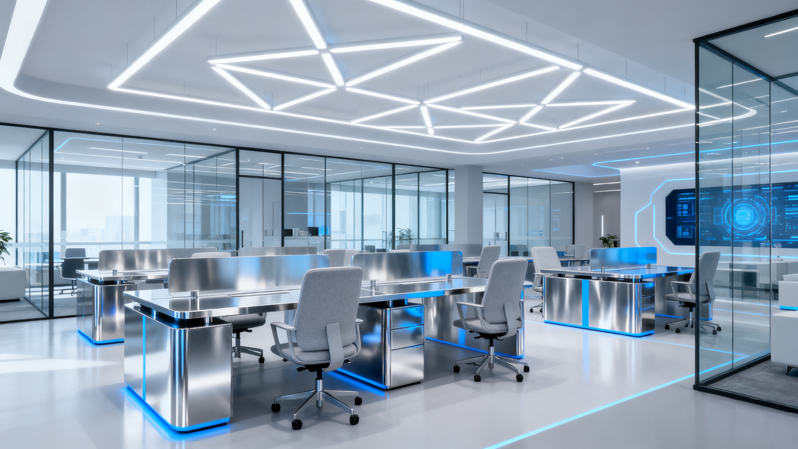 科技風(fēng)辦公室裝修:賦能企業(yè)未來(lái)的智能空間